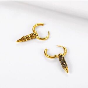 Gold Skull Bullet Earring